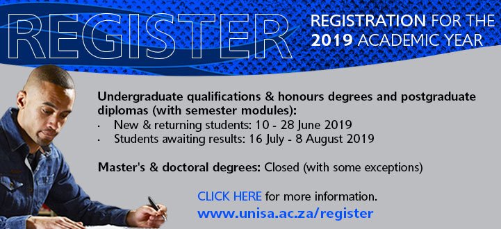 Unisa’s registration for semester 2 is now opened for new and returning students.